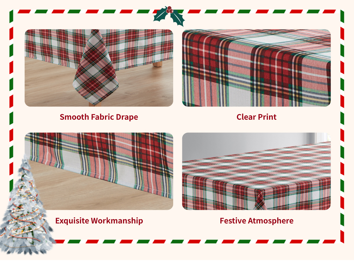 Christmas Decorative Long Table Custom Tablecloth Rural Retro Style Lattice Bulk Tablecloths