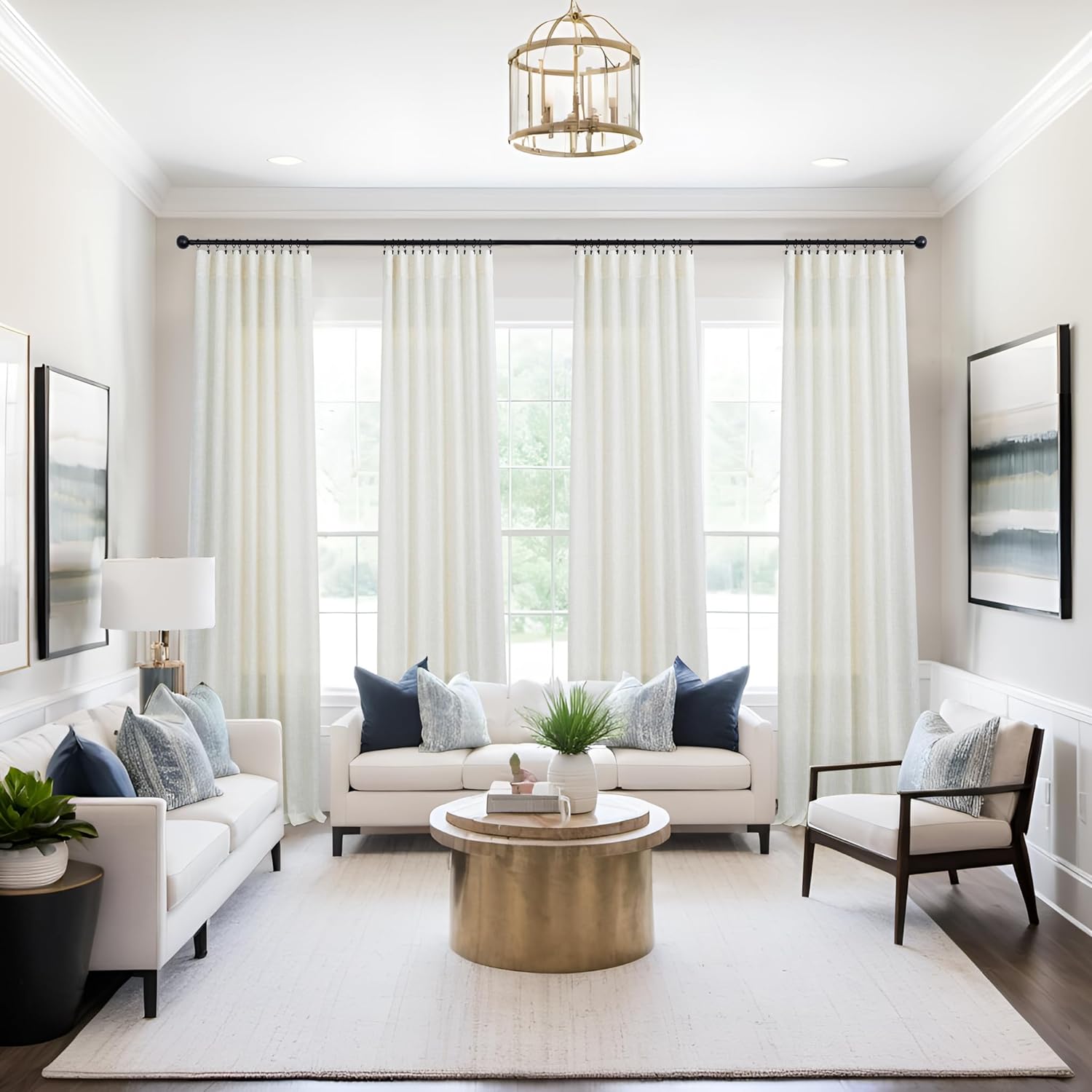 Bohemian Linen Curtains Matte Semi Transparent Soft Textured Woven Curtains for Living Rooms Home And Living Areas