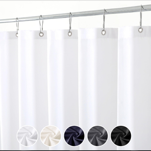 Ready To Ship Polyester Shower Curtain Waterproof Pongee Shower Curtain with Hooks
