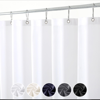 Ready To Ship Polyester Shower Curtain Waterproof Pongee Shower Curtain with Hooks