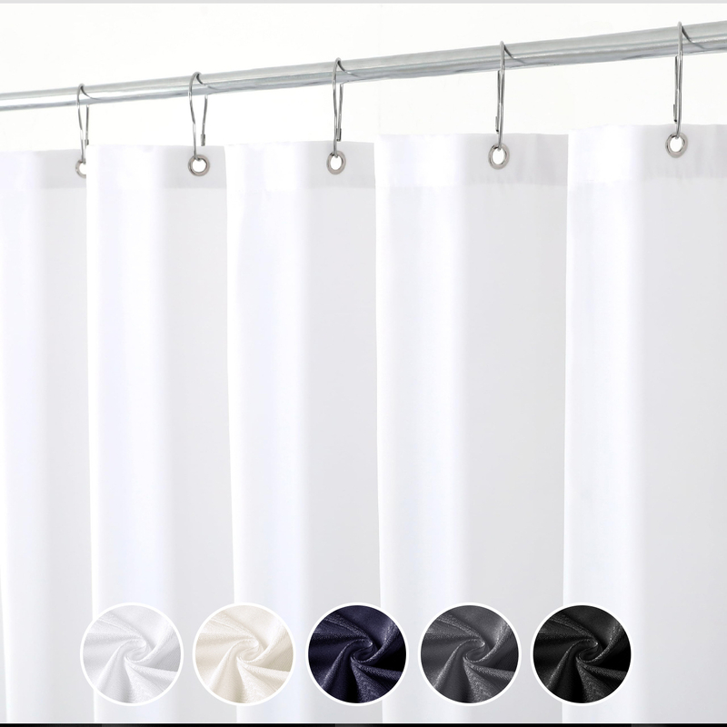 Ready To Ship Polyester Shower Curtain Waterproof Pongee Shower Curtain with Hooks