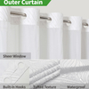 Hookless Large Buckles Leaf Cutting Replaceable Inner Bathroom Curtains Waterproof Transparent Window Screens Hotel Curtains