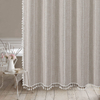 New Arrival Boho Farmhouse Style Waterproof Custom Fabric Shower Curtains Polyester Linen Striped Bathroom Curtain with Tassels