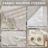 Modern Farmhouse Waterproof Hookless Boho Linen Fabric Checked Shower Curtain with Tassels