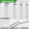 Hookless Bamboo Textured Shower Curtain with Embedded PEVA Lining Set with Transparent Window Waterproof Hotel Shower Curtain