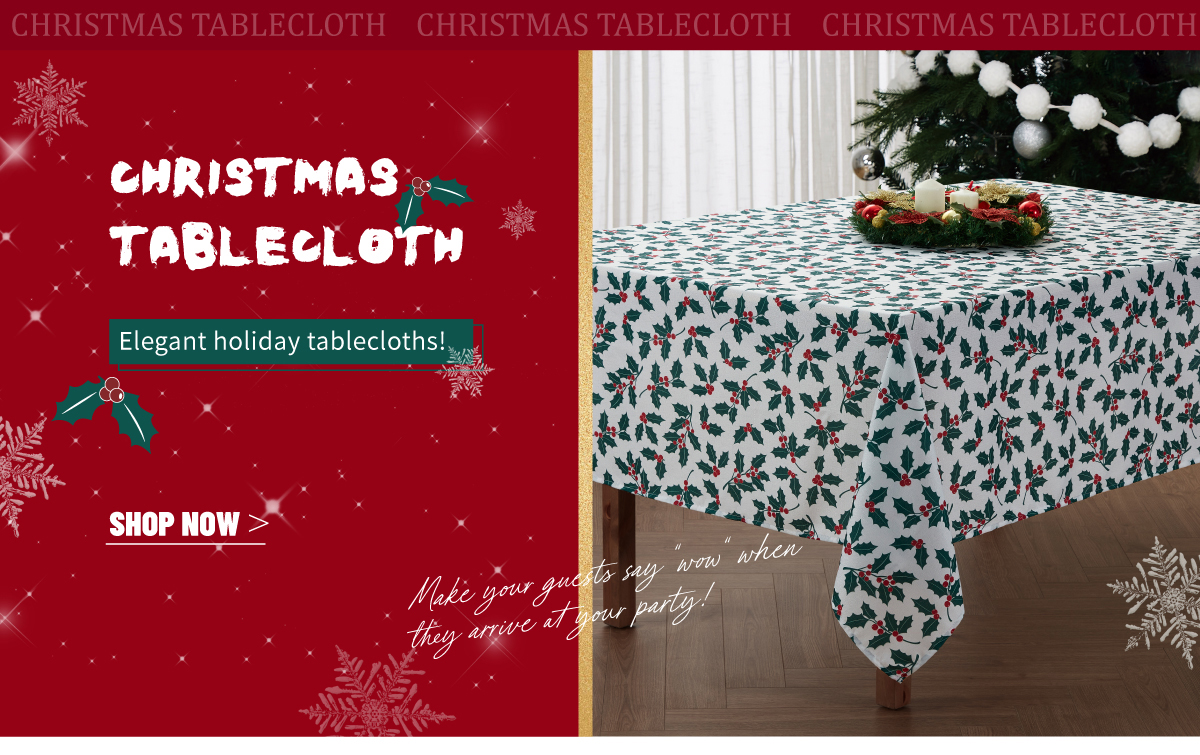 Bohemian Pastoral Style Christmas Tablecloth Rectangular Square Table Cloth with Cherry Leaf Logo