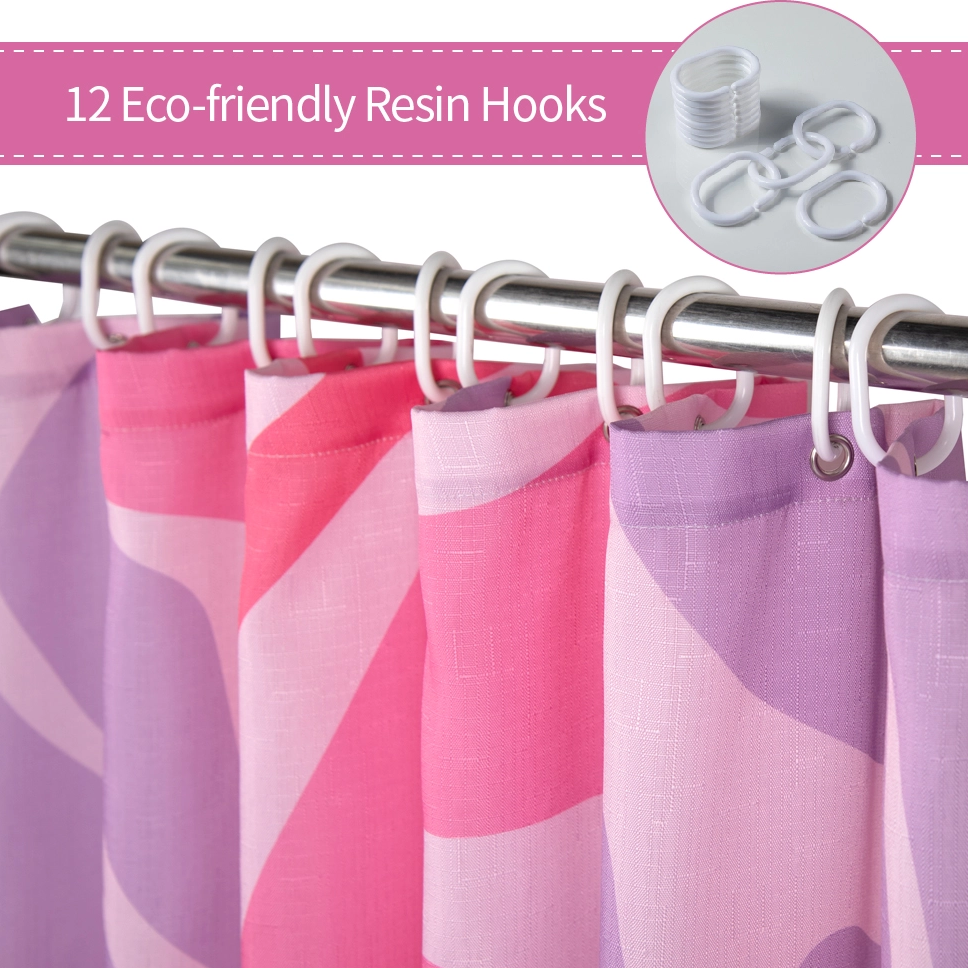 Thickened Polyester Fabric Shower Curtain with Calyx Print Bathroom Curtains Waterproof with Hooks