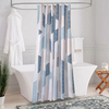 New Arrival Designer Polygonal Geometrie Smooth Fabric Drape Shower Curtains for Bathroom with Hooks