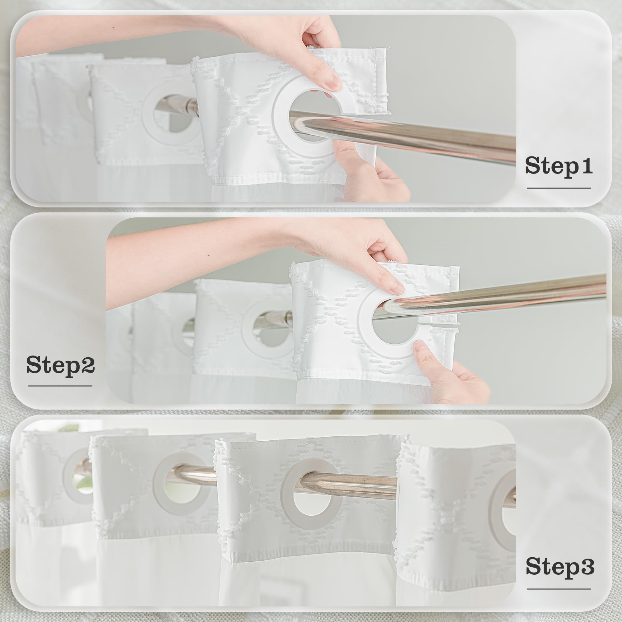 Bohemian Hookless The Large Buckle Shower Curtain Waterproof Double-layer Shower Curtain Can Replace The Inner Curtain