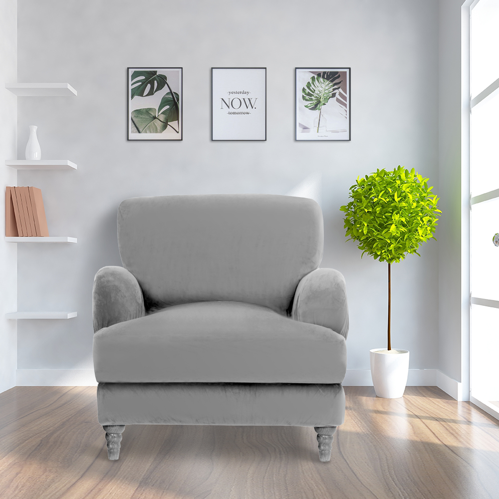 Isla Stretch Light Grey Armchair Cover