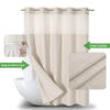 Minimalist Hookless Linen Hotel Shower Curtain with Inner Lining Cationic Linen Bathroom Curtain Set Waterproof