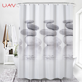 Amazon Hot Sale Modern Cabblestone 3d Digital Printing Custom Fabric Bath Curtian Waterproof and Mold Proof Thickened Shower Curtains