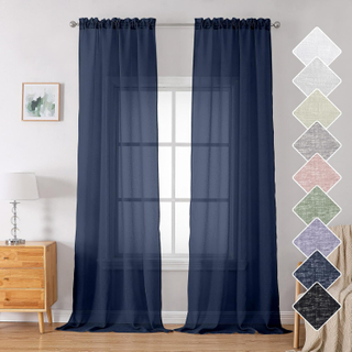 Transparent And Breathable Linen Like Texture Living Room Curtains Bedroom Transparent Window Screen