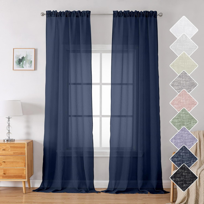 Transparent And Breathable Linen Like Texture Living Room Curtains Bedroom Transparent Window Screen