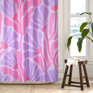 Thickened Polyester Fabric Shower Curtain with Calyx Print Bathroom Curtains Waterproof with Hooks