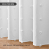 Boho Farmhouse Style Beige Tufted Pleat Floral Puffs Textured Bath Curtains Soild Color Waterproof Custom Fabric Cute Shower Curtain for Bathroom Decor
