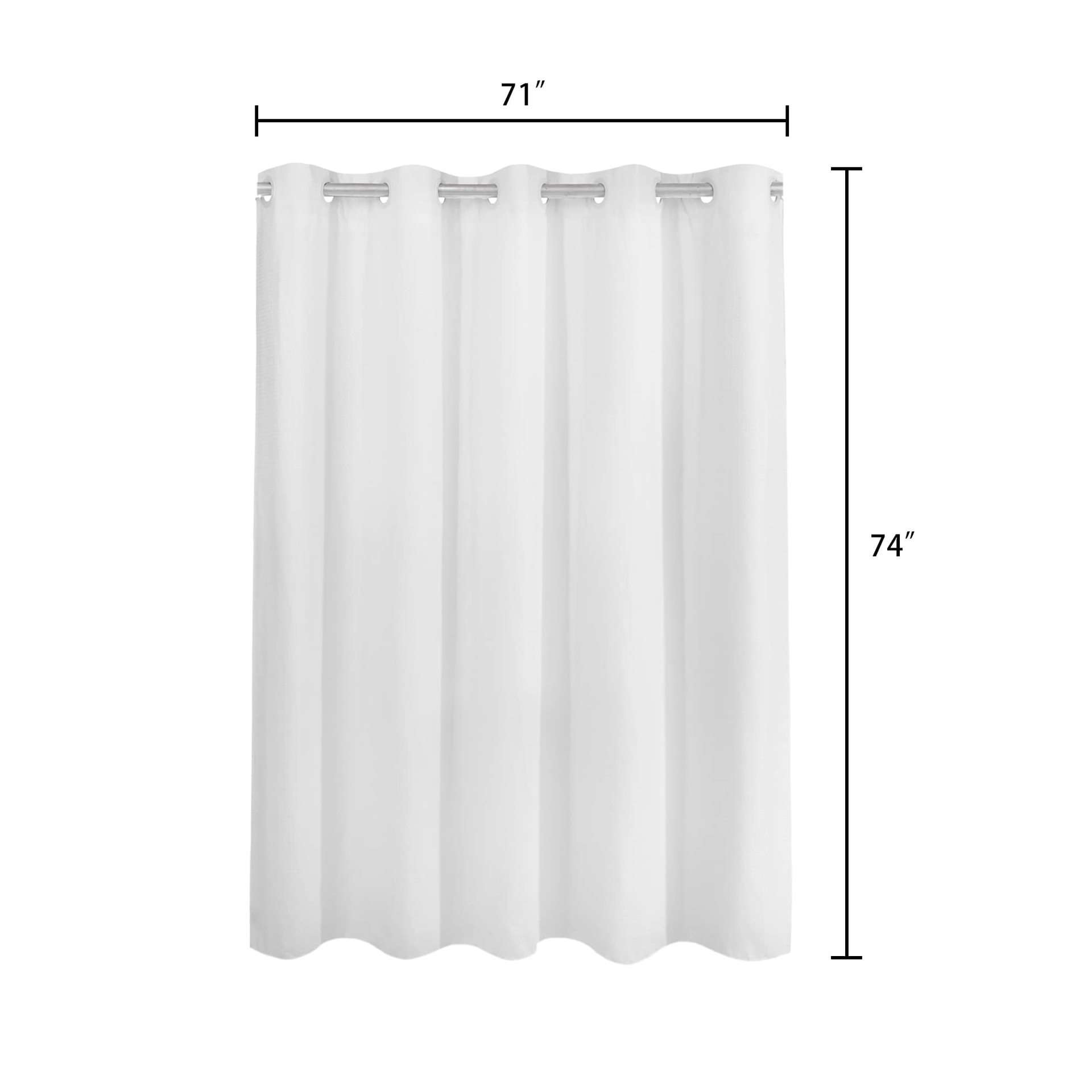 Luxury No Hook Needed Waffle Weave Fabric Shower Curtains Waterproof White Custom Hotel Double Layer Curtain for Bathroom with PP Ring 