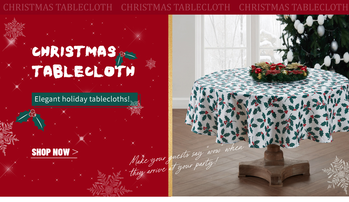 Custom Christmas Round Fabric Tea Table Tablecloth with Leaf Printed Plant Flower Logo