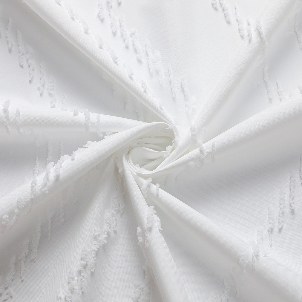 Hot Sale Boho Clipped Waterproof Wholesale Custom Polyester Fabric Shower Curtains with Tassels for Bathroom Decor