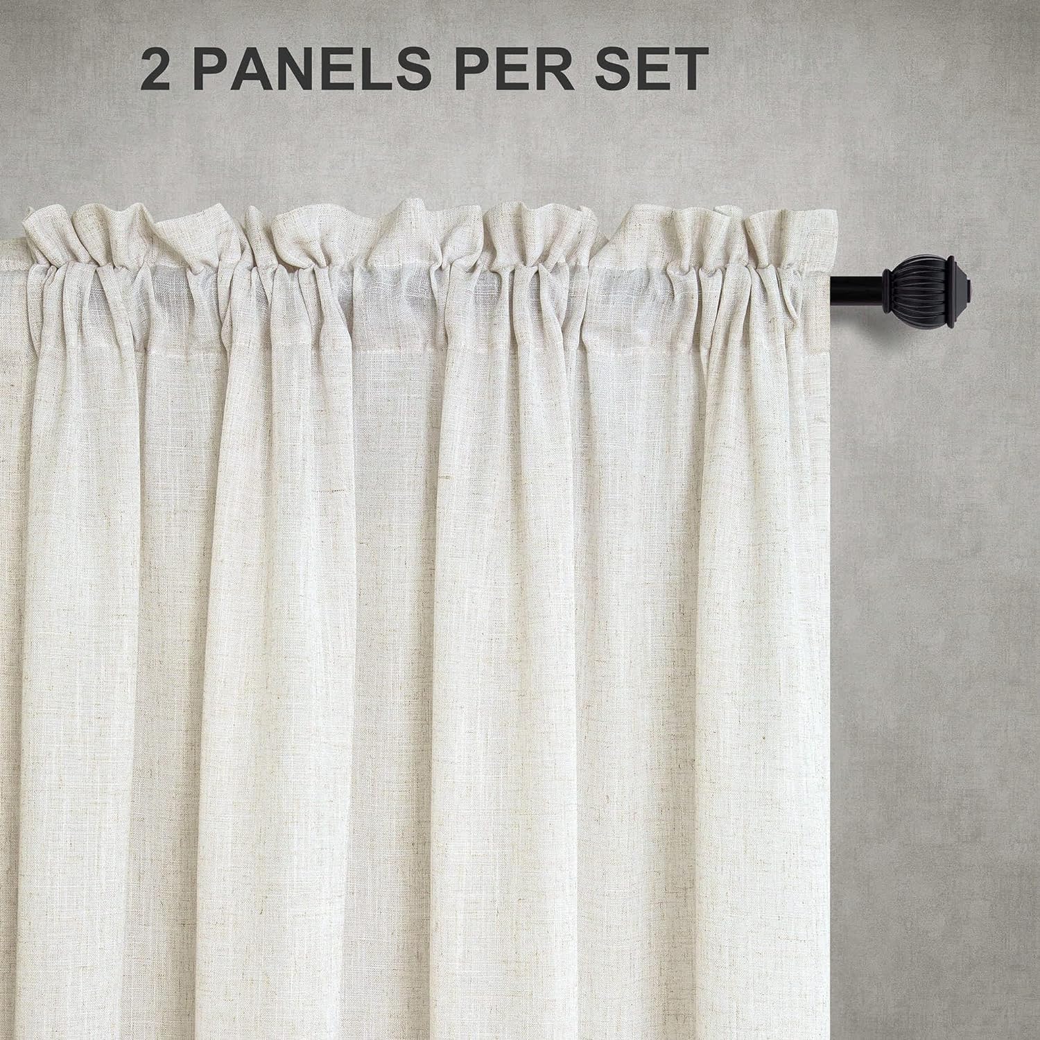 Bohemian Linen Curtains Matte Semi Transparent Soft Textured Woven Curtains for Living Rooms Home And Living Areas