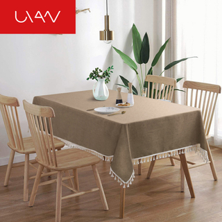 Imitation Linen Waterproof Rectangular Household Dining Table Cloth Wash Free Solid Color Thickened Tablecloth