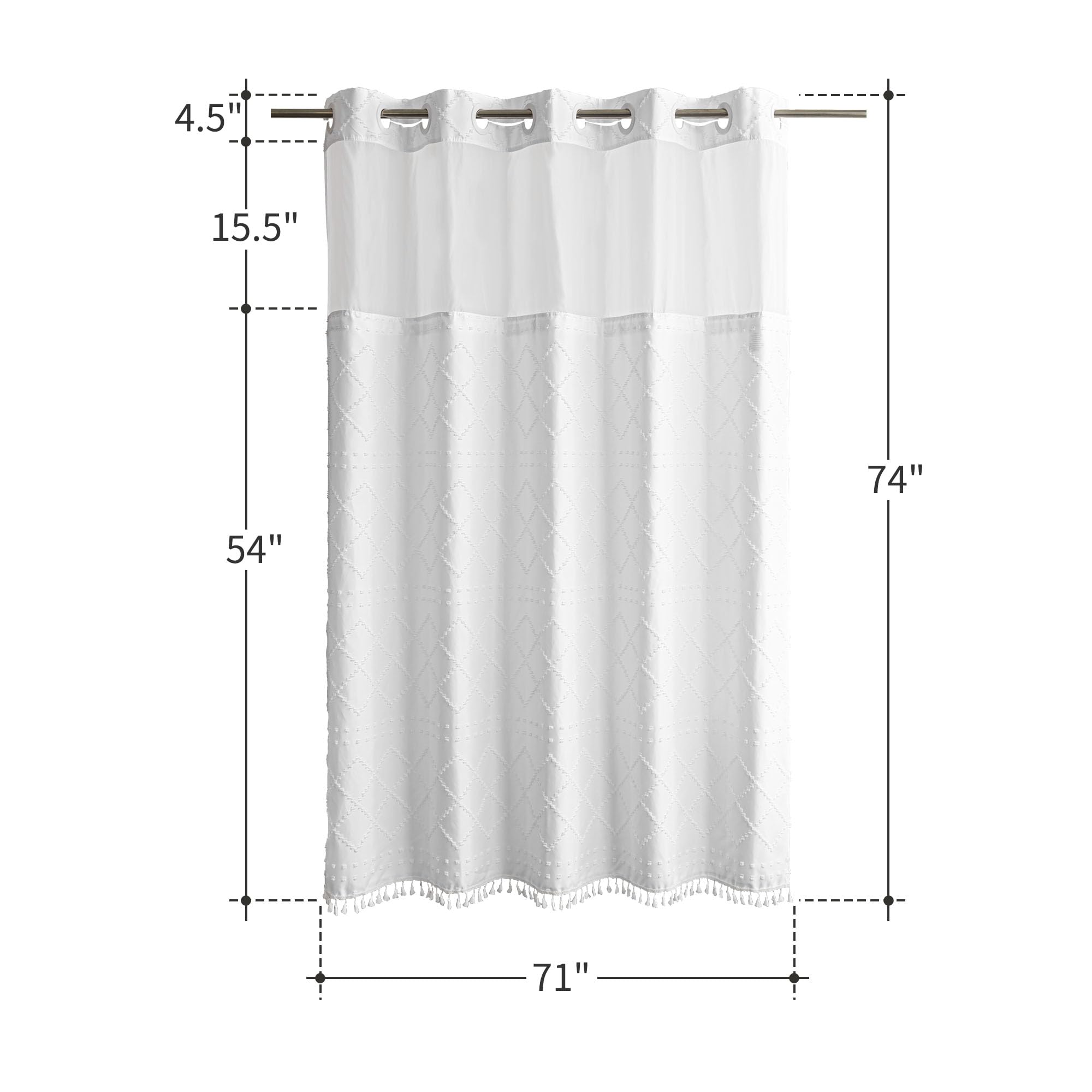 Bohemian Hookless The Large Buckle Shower Curtain Waterproof Double-layer Shower Curtain Can Replace The Inner Curtain