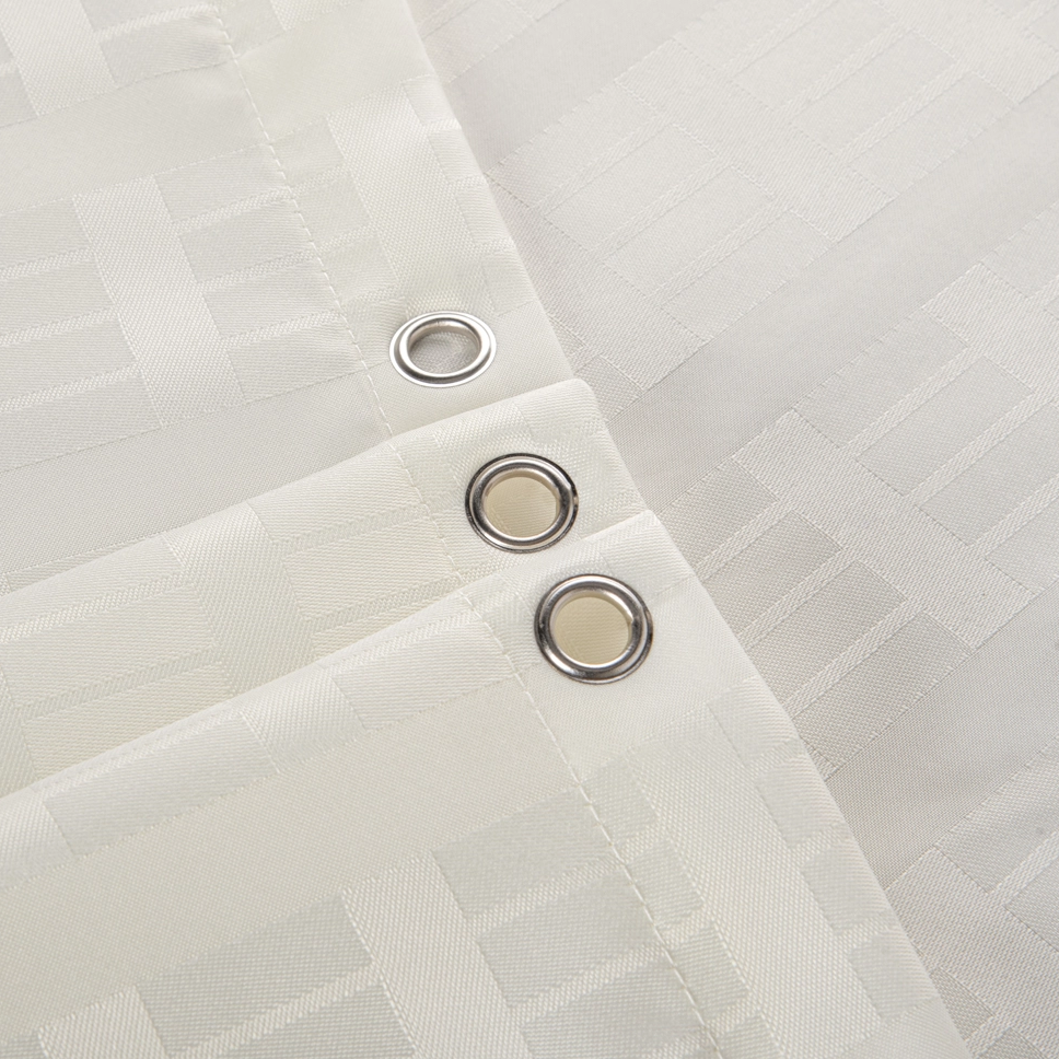 Copper Buckle Dyed Yin Yang Grid Shower Curtain Waterproof Solid Color Hotel Bathroom Curtain with Hooks