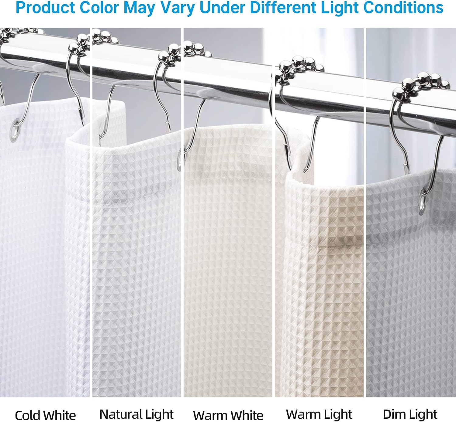 Classic Fabric Waffle Texture Bathroom Curtain Heavy Duty Hotel Bathroom Curtain Waterproof