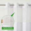 Hookless Bamboo Textured Shower Curtain with Embedded PEVA Lining Set with Transparent Window Waterproof Hotel Shower Curtain