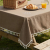 Imitation Linen Waterproof Rectangular Household Dining Table Cloth Wash Free Solid Color Thickened Tablecloth
