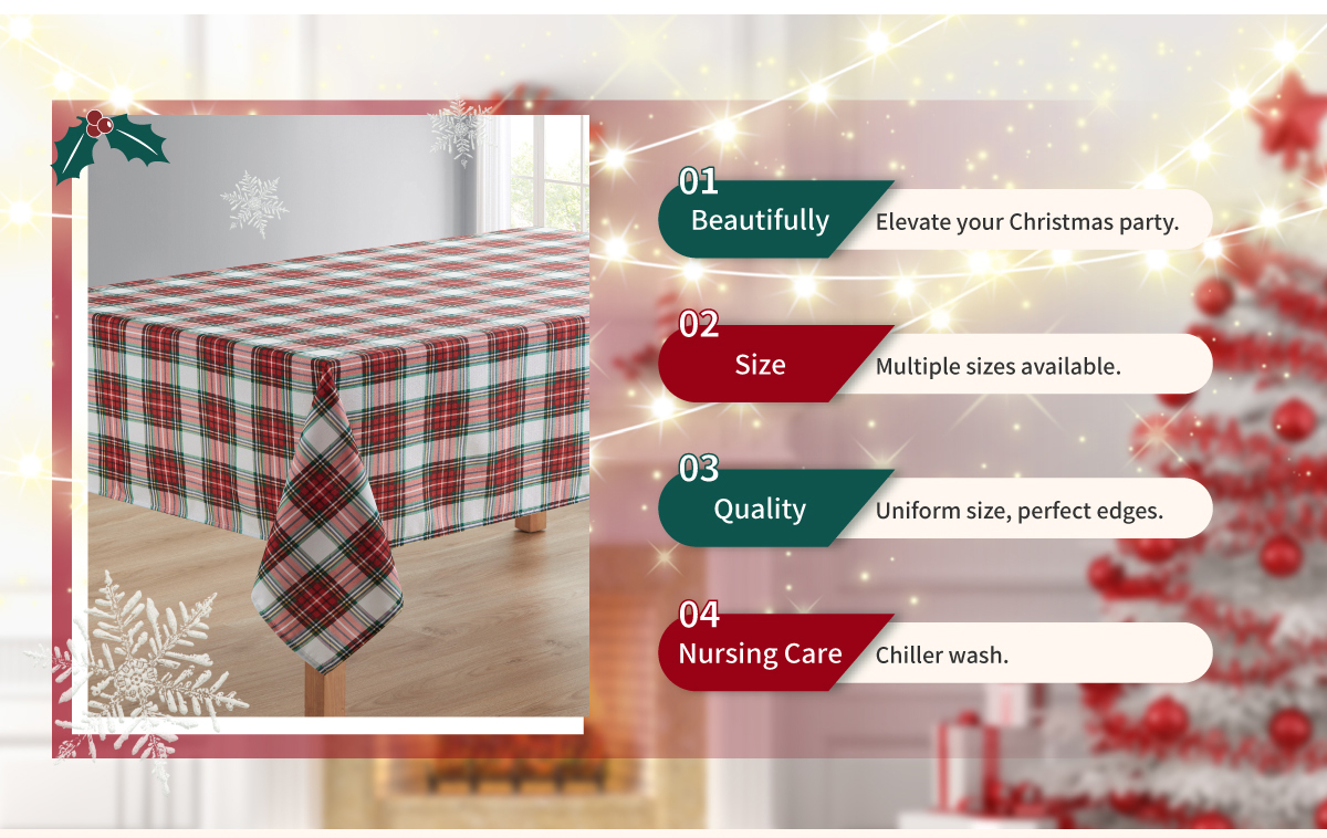 Christmas Decorative Long Table Custom Tablecloth Rural Retro Style Lattice Bulk Tablecloths