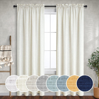 Bohemian Linen Curtains Matte Semi Transparent Soft Textured Woven Curtains for Living Rooms Home And Living Areas