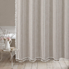 Bohemian Linen Striped Fabric Shower Curtain Set with Tassels Thick Shower Curtain for Bathroom Waterproof with Hook