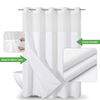 Hookless Bamboo Textured Shower Curtain with Embedded PEVA Lining Set with Transparent Window Waterproof Hotel Shower Curtain