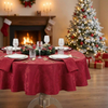 Christmas Decorative Round Table Tablecloth Customized Red Tablecloth with Leaf Print Logo