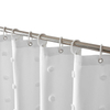 Boho Farmhouse Style Beige Tufted Pleat Floral Puffs Textured Bath Curtains Soild Color Waterproof Custom Fabric Cute Shower Curtain for Bathroom Decor