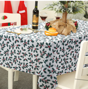 Bohemian Pastoral Style Christmas Tablecloth Rectangular Square Table Cloth with Cherry Leaf Logo