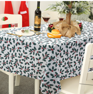 Bohemian Pastoral Style Christmas Tablecloth Rectangular Square Table Cloth with Cherry Leaf Logo