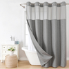 Uvan Hot Sale Luxury No Hook Required Hookless Waterproof Linen Texture Fabric Custom Shower Curtains with Sanp in Line for Bathroom Decor