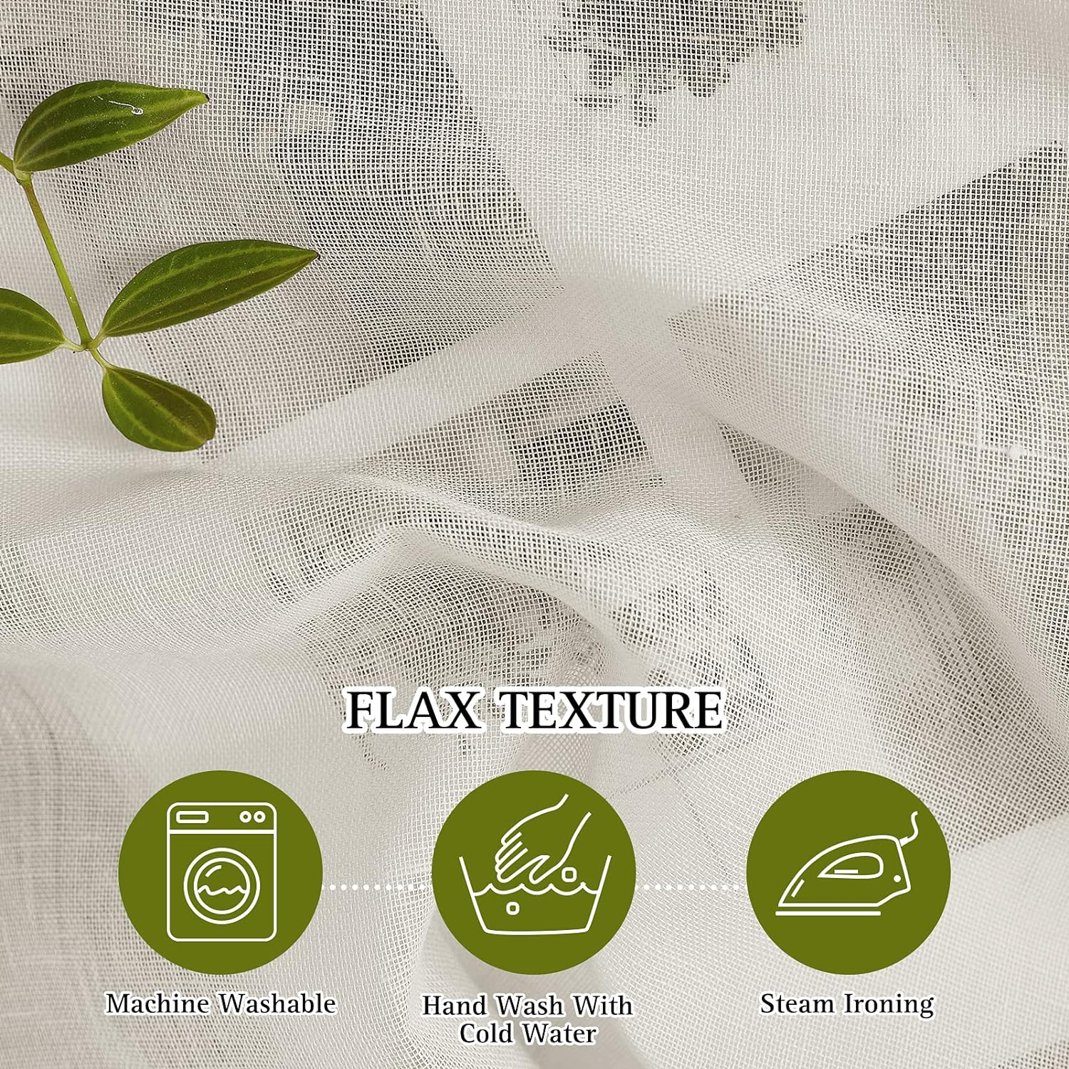 Semi Transparent Living Room Curtains Linen Woven Semi Transparent Privacy Belt Filtered Light Vertical Bedroom Curtains