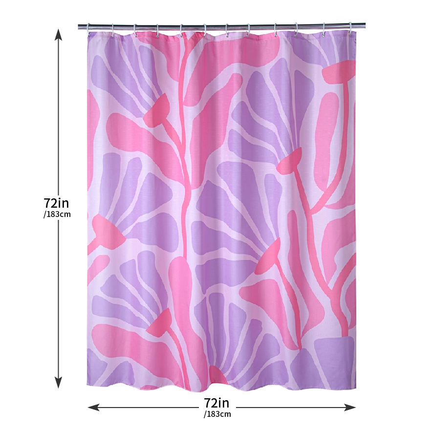 Thickened Polyester Fabric Shower Curtain with Calyx Print Bathroom Curtains Waterproof with Hooks