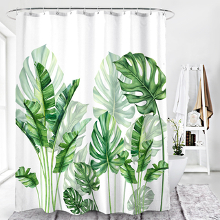 Hot Sale Modern Waterproof Turtle Backed Bamboo Leaf 3d Digital Printing Design Custom Thickened Fabric Shower Curtains for Bathroom