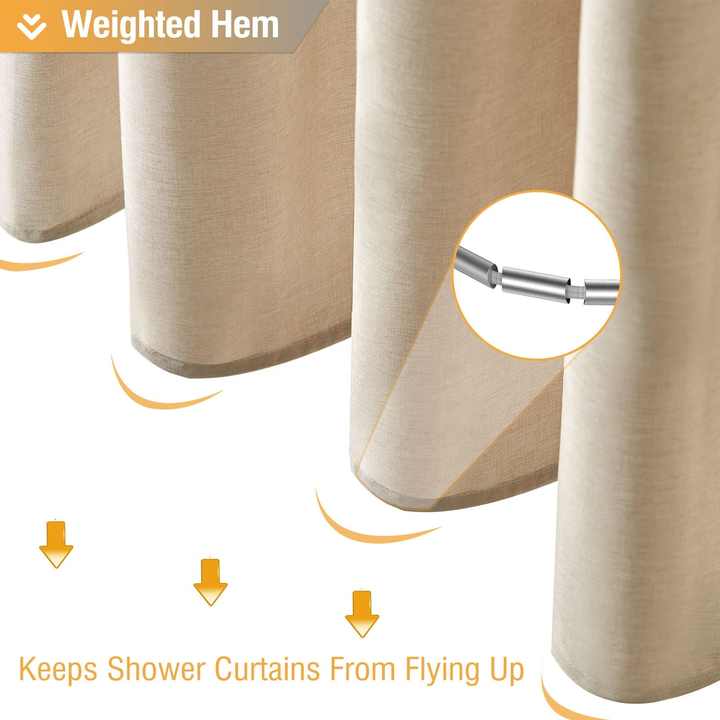 Wholesale Luxury Linen Textured Waterproof Custom Fabric Shower Curtains Simple Style Thicken Hemp Shower Curtain for Bathroom