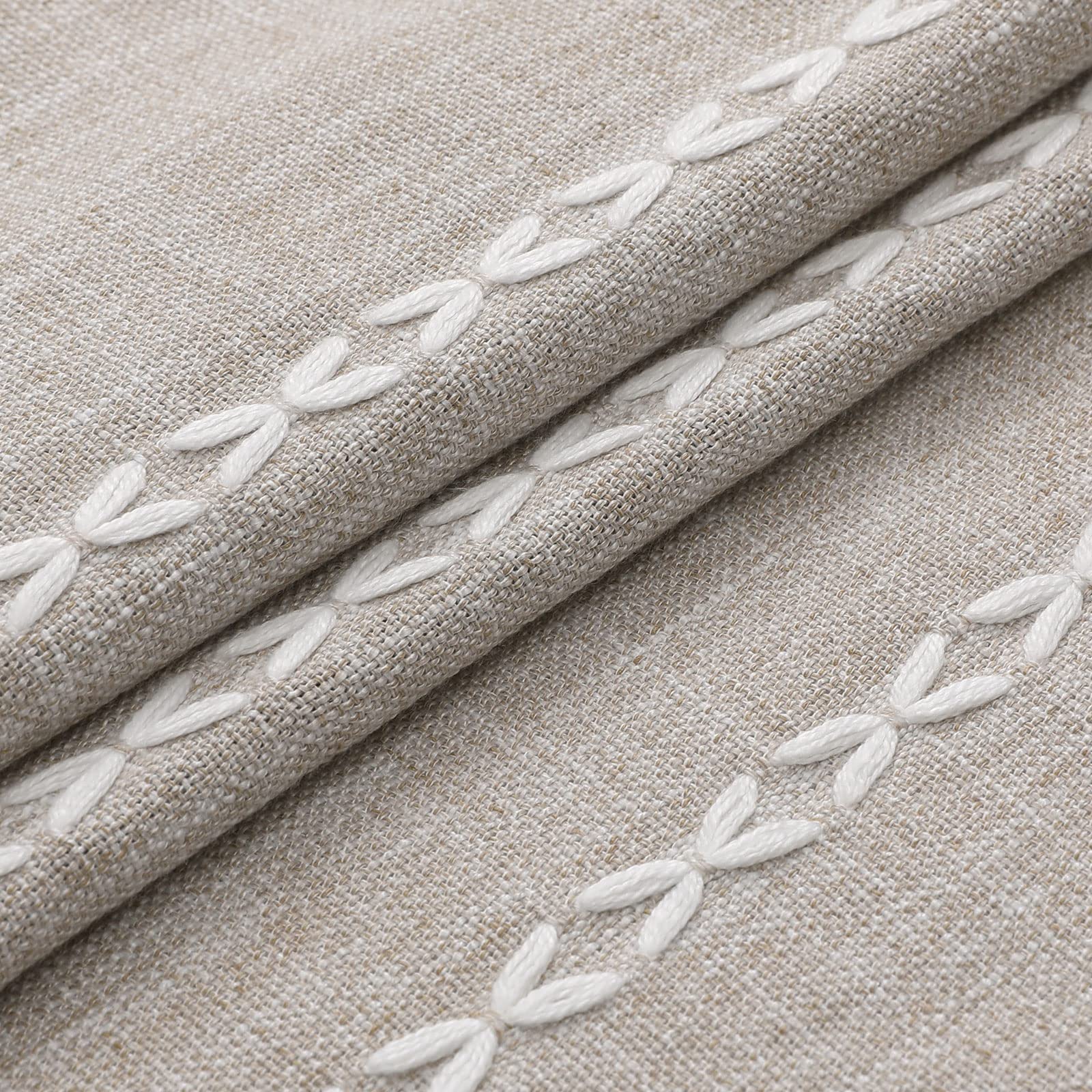 Bohemian Linen Striped Fabric Shower Curtain Set with Tassels Thick Shower Curtain for Bathroom Waterproof with Hook