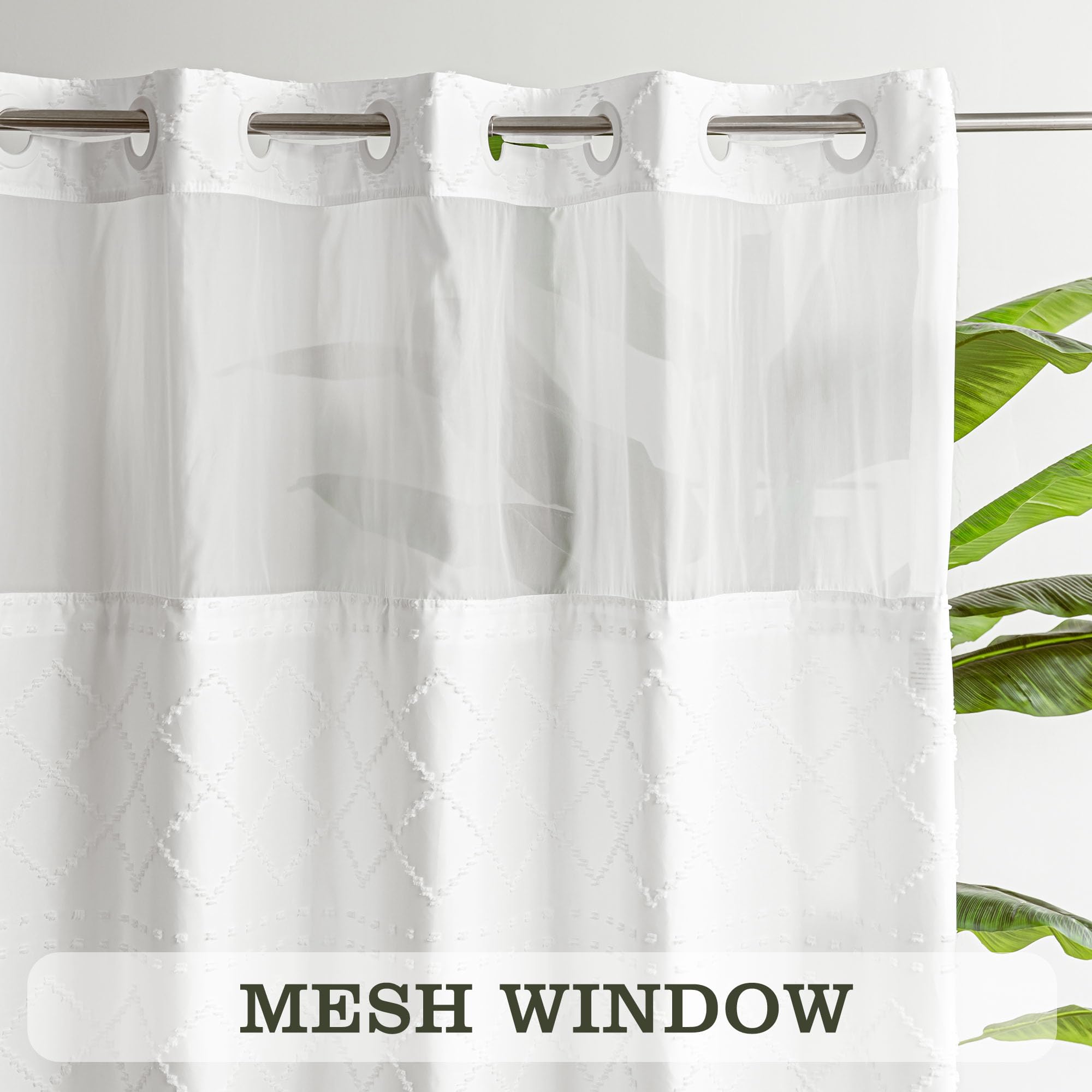 Bohemian Hookless The Large Buckle Shower Curtain Waterproof Double-layer Shower Curtain Can Replace The Inner Curtain