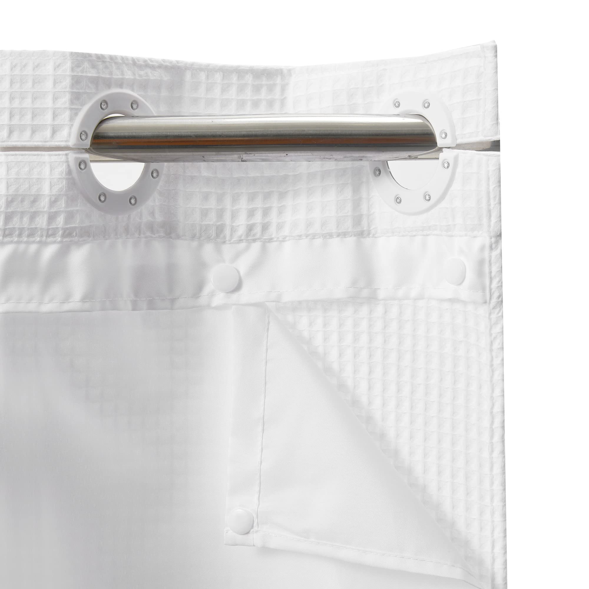Hookless Waterproof Shower Curtain Set with Embedded Lining Modern Waffle Woven Fabric Hotel Bathroom Shower Curtain