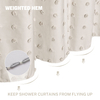 Modern Farmhouse Minimalist Beige Tufted Pleated Floral Puff Texture Woven Fabric Cute Shower Curtains for Bathroom
