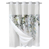 Farmhouse Style Flora Digital Printed No Hook Required Double Layer Bath Curtains Waterproof and Mold Proof Hotel Hookless Shower Curtain set 
