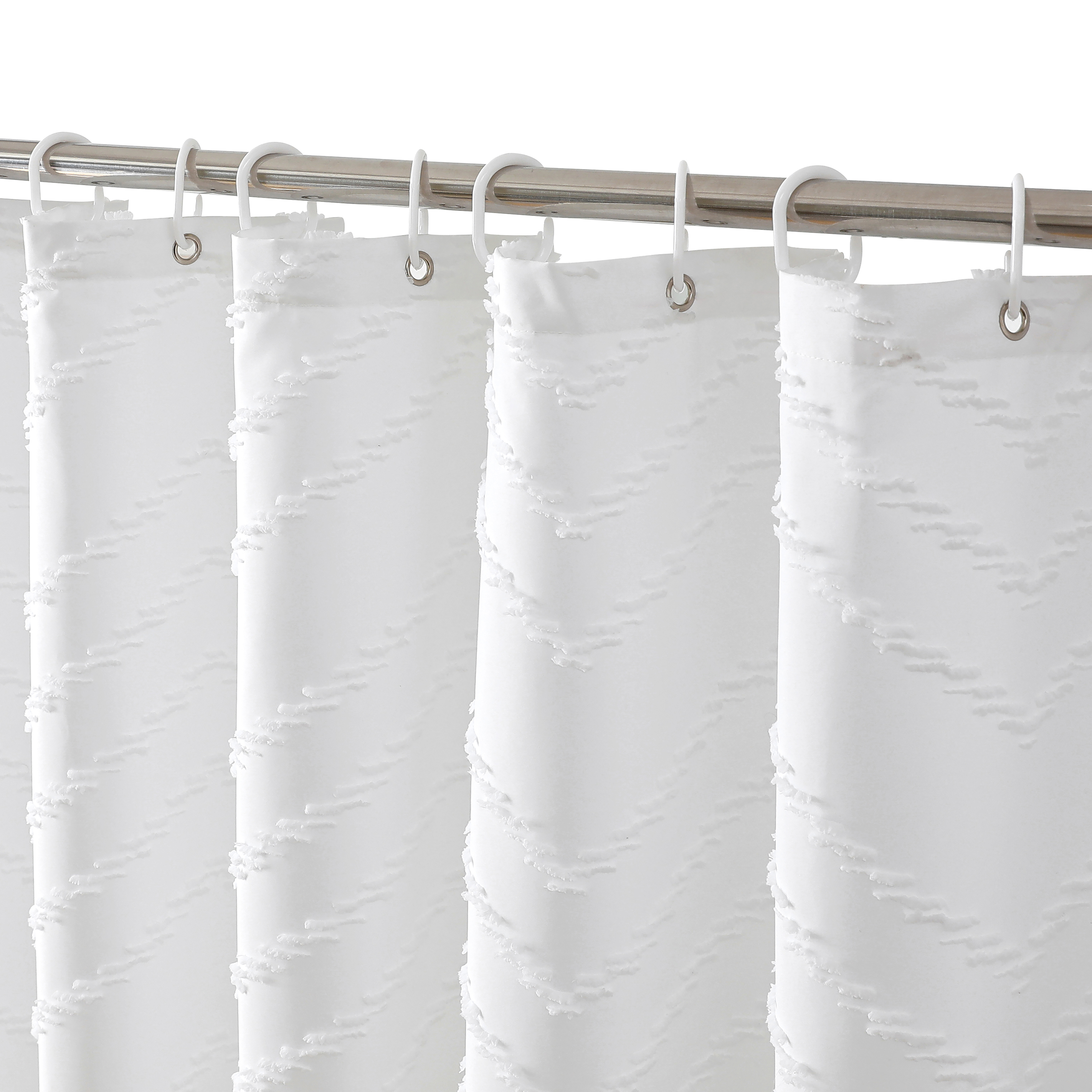 Hot Sale Boho Clipped Waterproof Wholesale Custom Polyester Fabric Shower Curtains with Tassels for Bathroom Decor