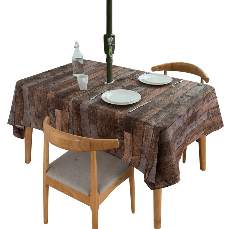 Digital Printed Outdoor Tablecloth with Umbrella Hole Zipper Polyester Waterproof Dining Table Cloth Beach Umbrella Tablecloth